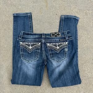 Miss Me Signature Skinny Bling Faux Flap Pocket Jeans Size 28x30 JP72435